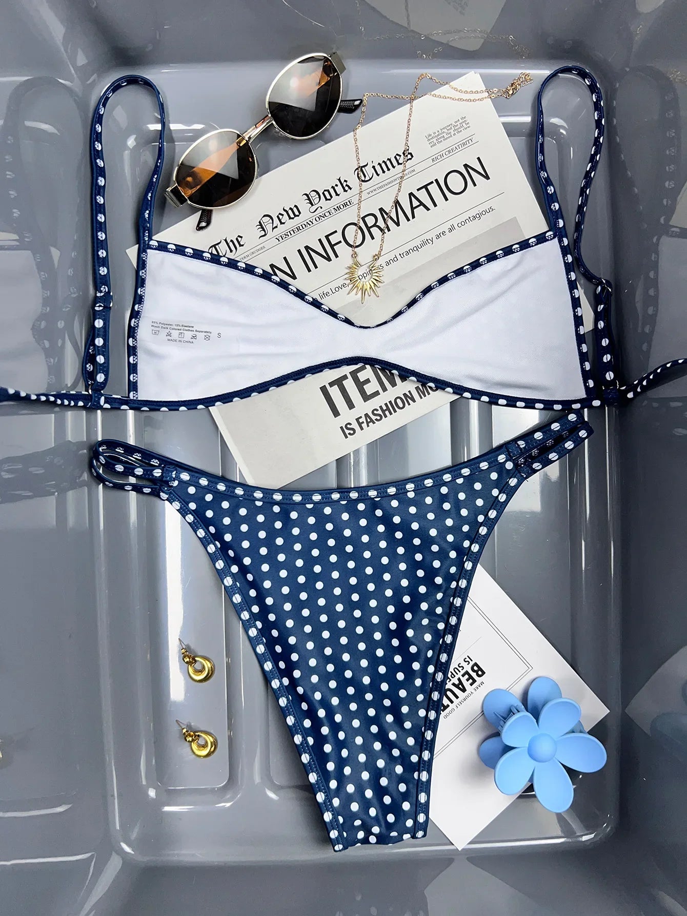 Sexy Coffee Polka Dot Print Bikini Set 2026 Women Pleate Push Up Bra Hollow Out Thong Swimsuit Summer Pool Bathing Suit Swimwear - -
