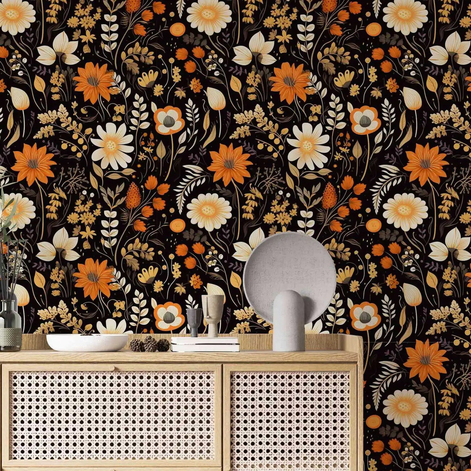 Dark Vintage Botanical Wallpaper Kia Day Design