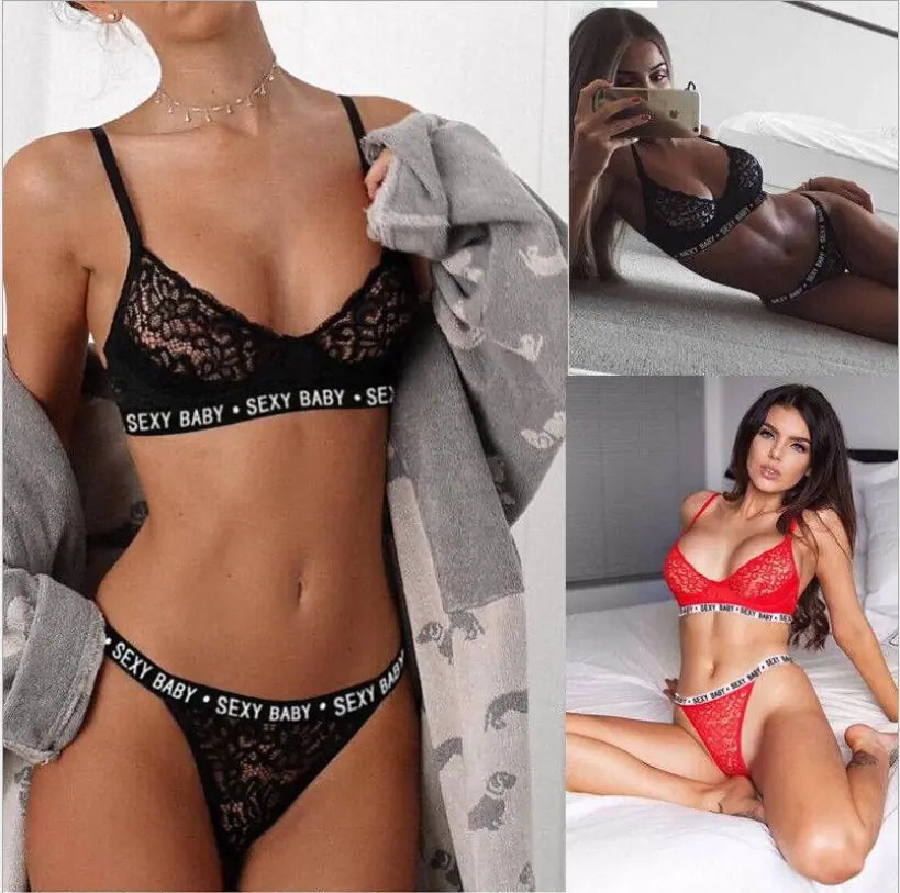 Lace Bondage Lingerie Set - - bra set