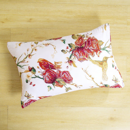 Tache Floral Hummingbirds Burgundy White Vintage Rose Garden Reversible Duvet Cover (SD-7676) - - Duvet Cover
