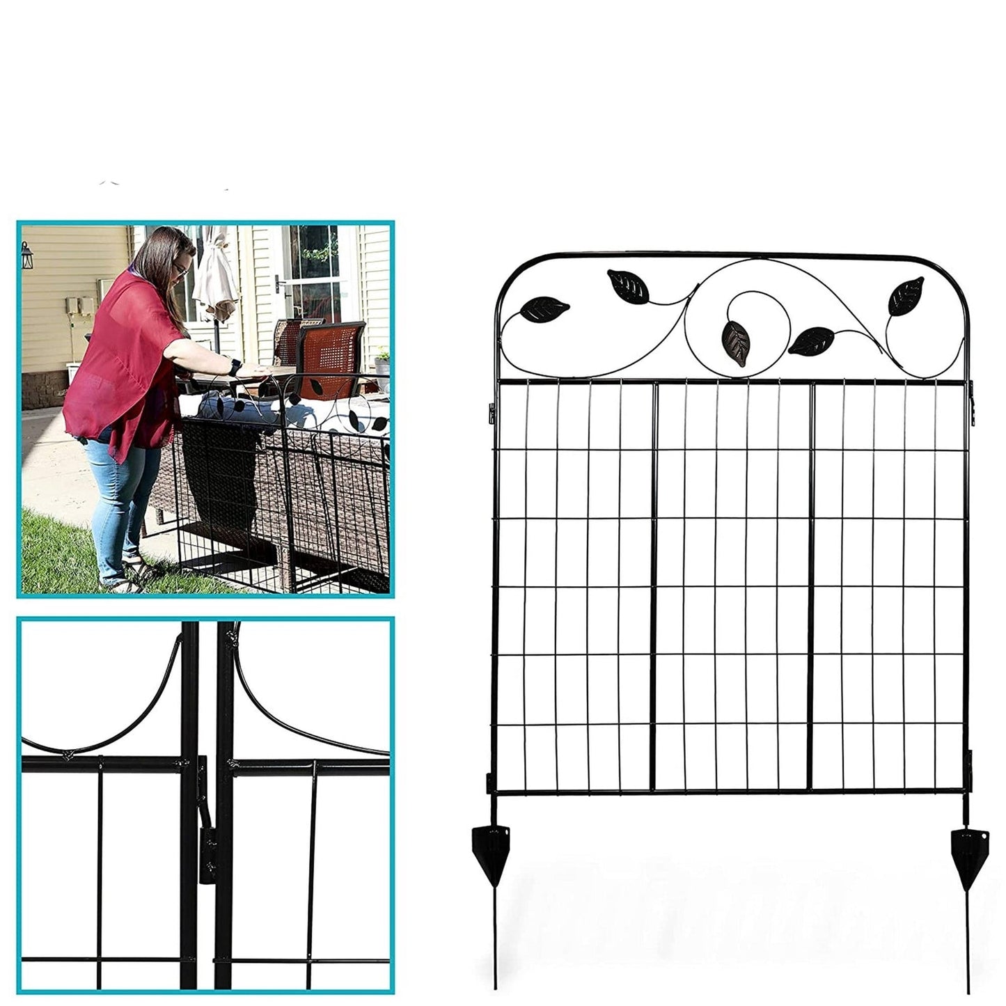 4 Pack Steel Foldable Garden Fence Floral Staked Trellis Panel Animal Barrier - - Outdoor > Gardening > Trellises