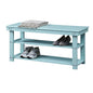 Sea Foam Aqua Blue Wood 2-Shelf Shoe Rack Storage Bench for Entryway or Closet - - Accents > Shoe Racks