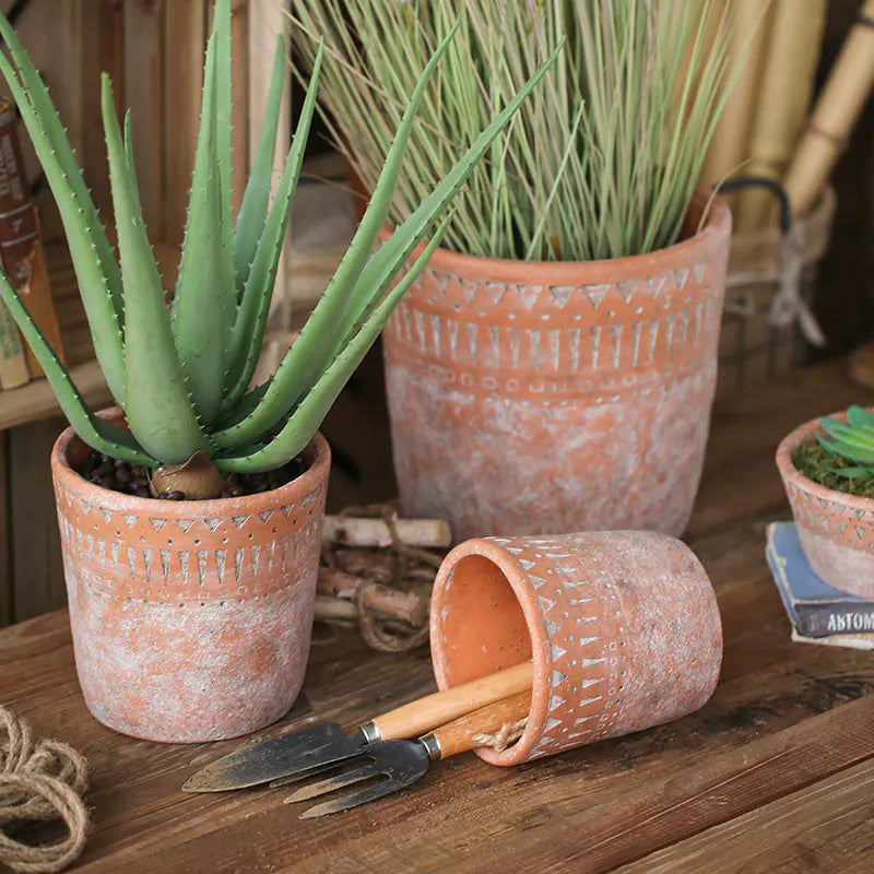 Vintage Red Clay Pot with African Element Design Kia Day Design