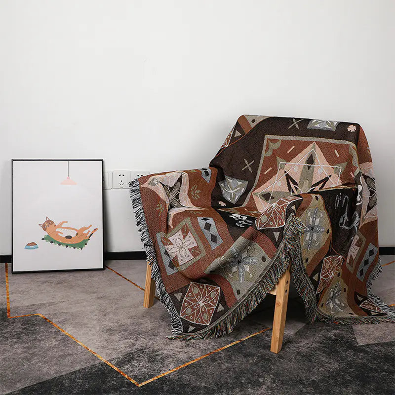 Bohemian Sofa Blanket - Premium Cotton Throw (In Stock) Kia Day Design