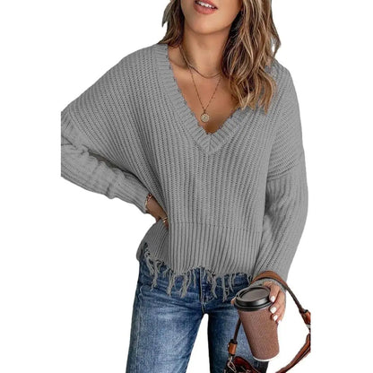New Women's Cotton Knitted Sweater with Tassels Kia Day Design