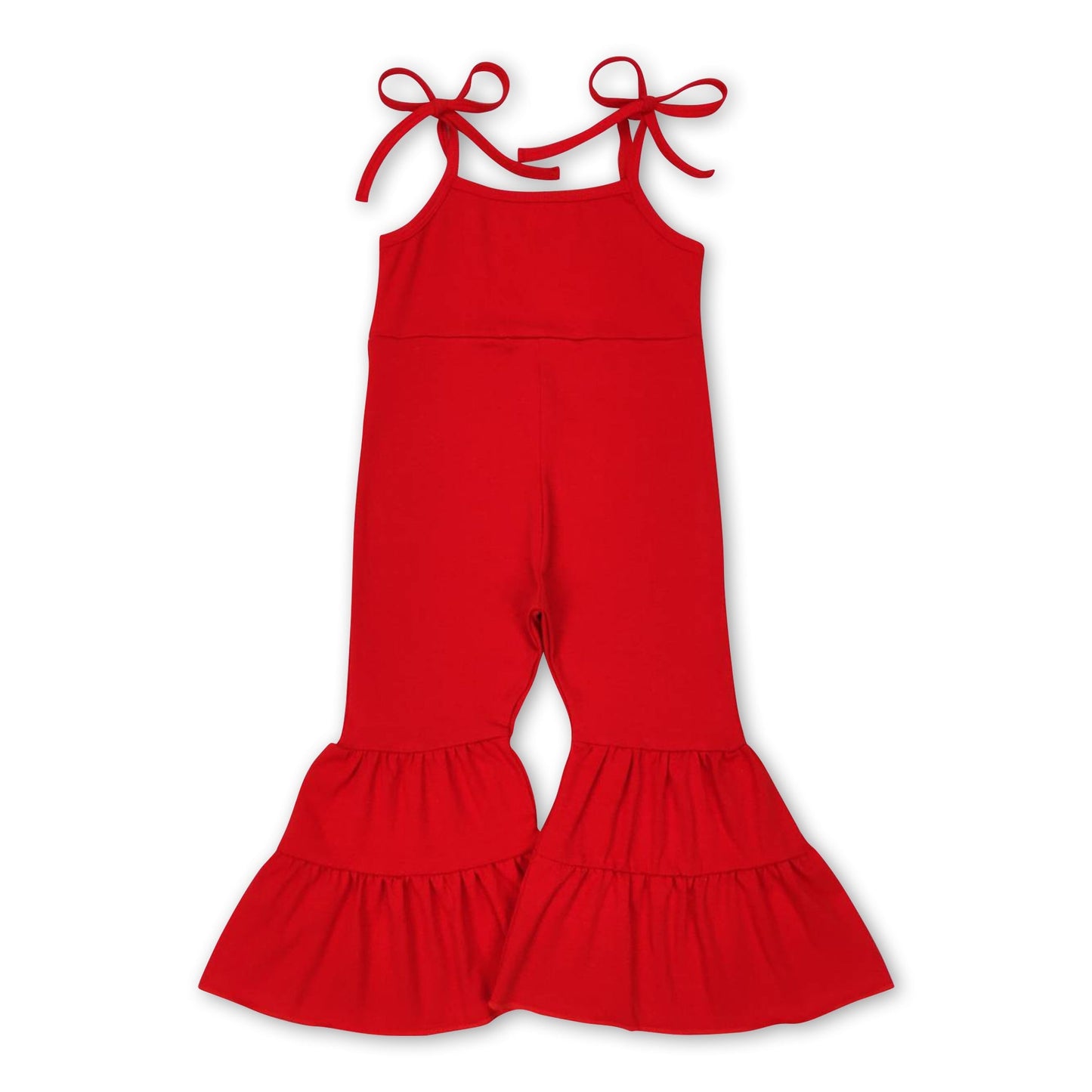 Sleeveless red bell bottom baby girls jumpsuit- Mini Rodeo- {{Product type}}