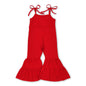 Sleeveless Red Bell Bottom Baby Girls Jumpsuit - - Romper