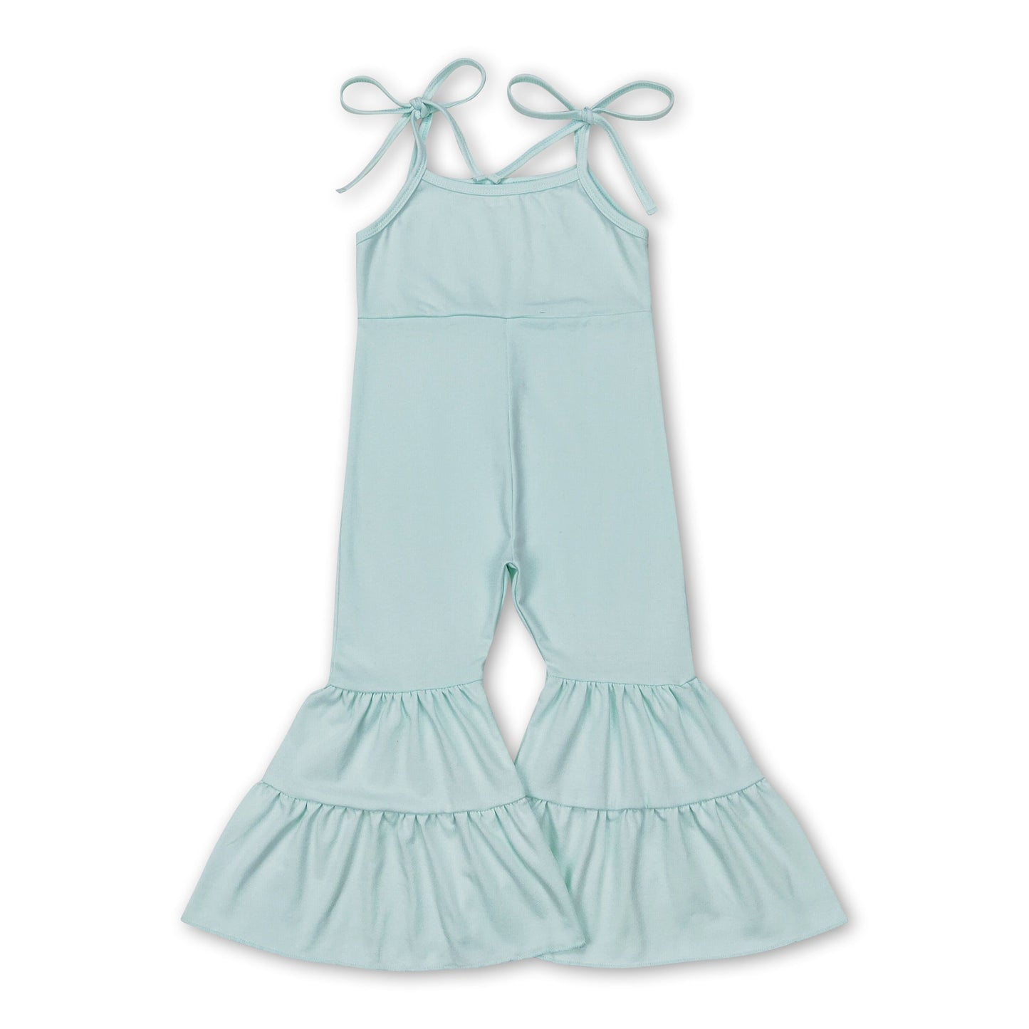 Suspender light green cotton baby girls bell bottom jumpsuit- Mini Rodeo- {{Product type}}