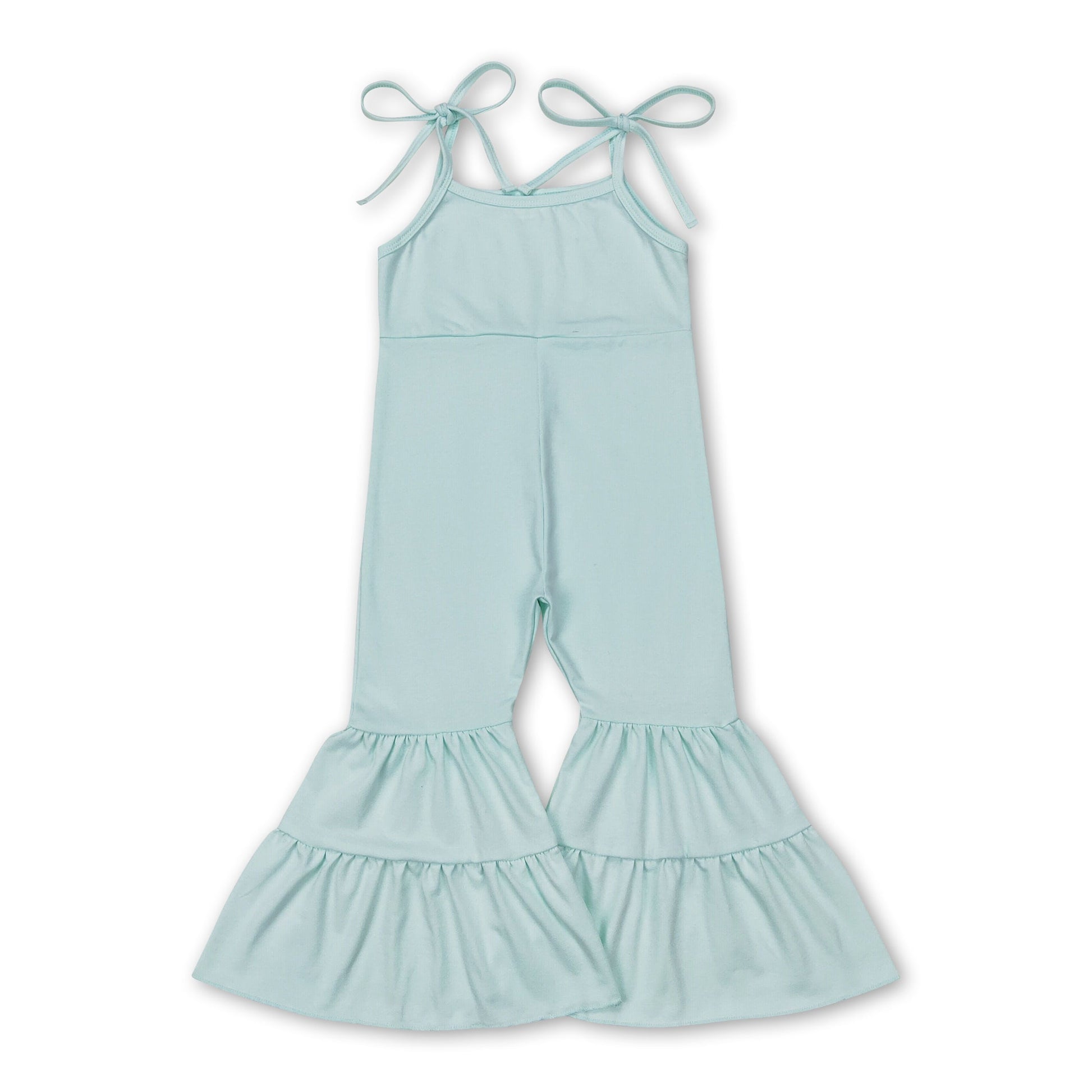Suspender light green cotton baby girls bell bottom jumpsuit- Mini Rodeo- {{Product type}}