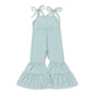 Suspender Light Green Cotton Baby Girls Bell Bottom Jumpsuit - - Romper