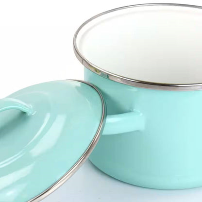 Small 1-Quart Turquoise Enameled Steel Dutch Oven with Lid - - Kitchen > Cookware Sets