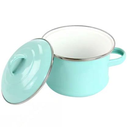 Small 1-Quart Turquoise Enameled Steel Dutch Oven with Lid - - Kitchen > Cookware Sets