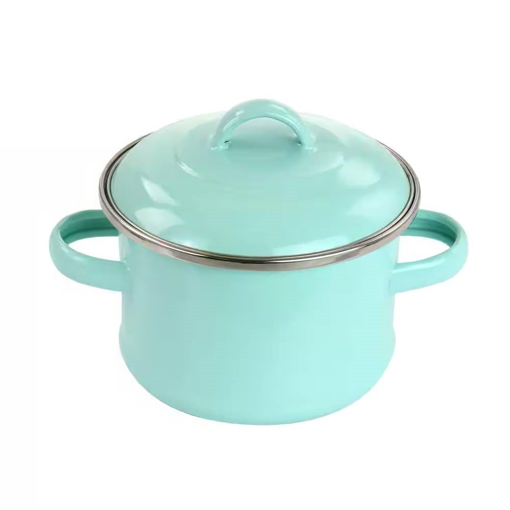 Small 1-Quart Turquoise Enameled Steel Dutch Oven with Lid - - Kitchen > Cookware Sets
