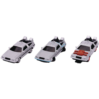 Back to the Future Trilogy die-cast 1⅔-inch Nano "Hollywood Rides" DeLorean Time Machine 3-pack- Back to the Future™- {{Product type}}
