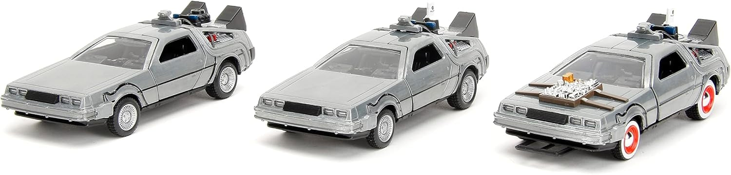 Back to the Future Hollywood Rides 1:32 scale DeLorean Time Machine 3-Pack- Back to the Future™- {{Product type}}