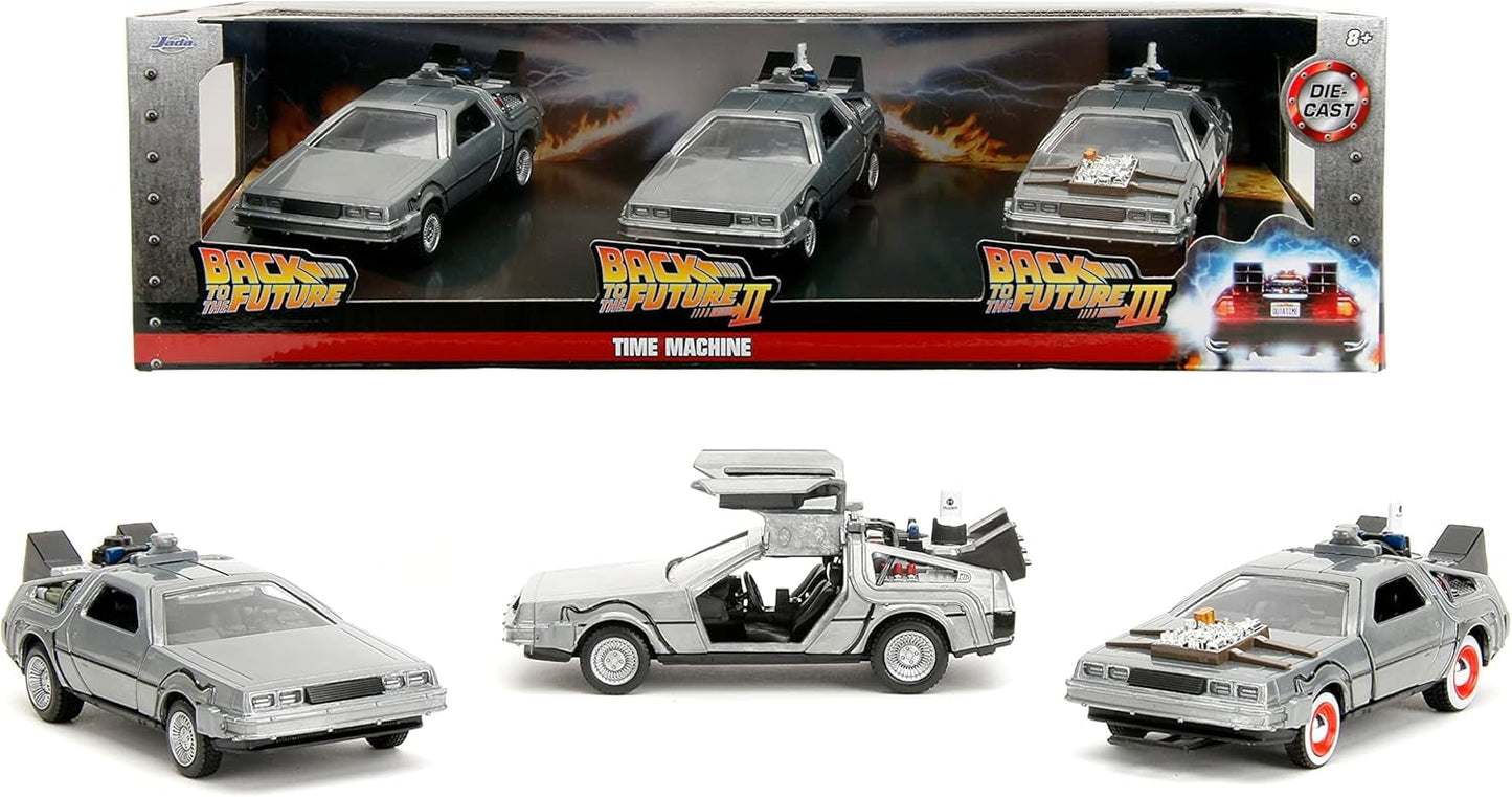 Back to the Future Hollywood Rides 1:32 scale DeLorean Time Machine 3-Pack- Back to the Future™- {{Product type}}