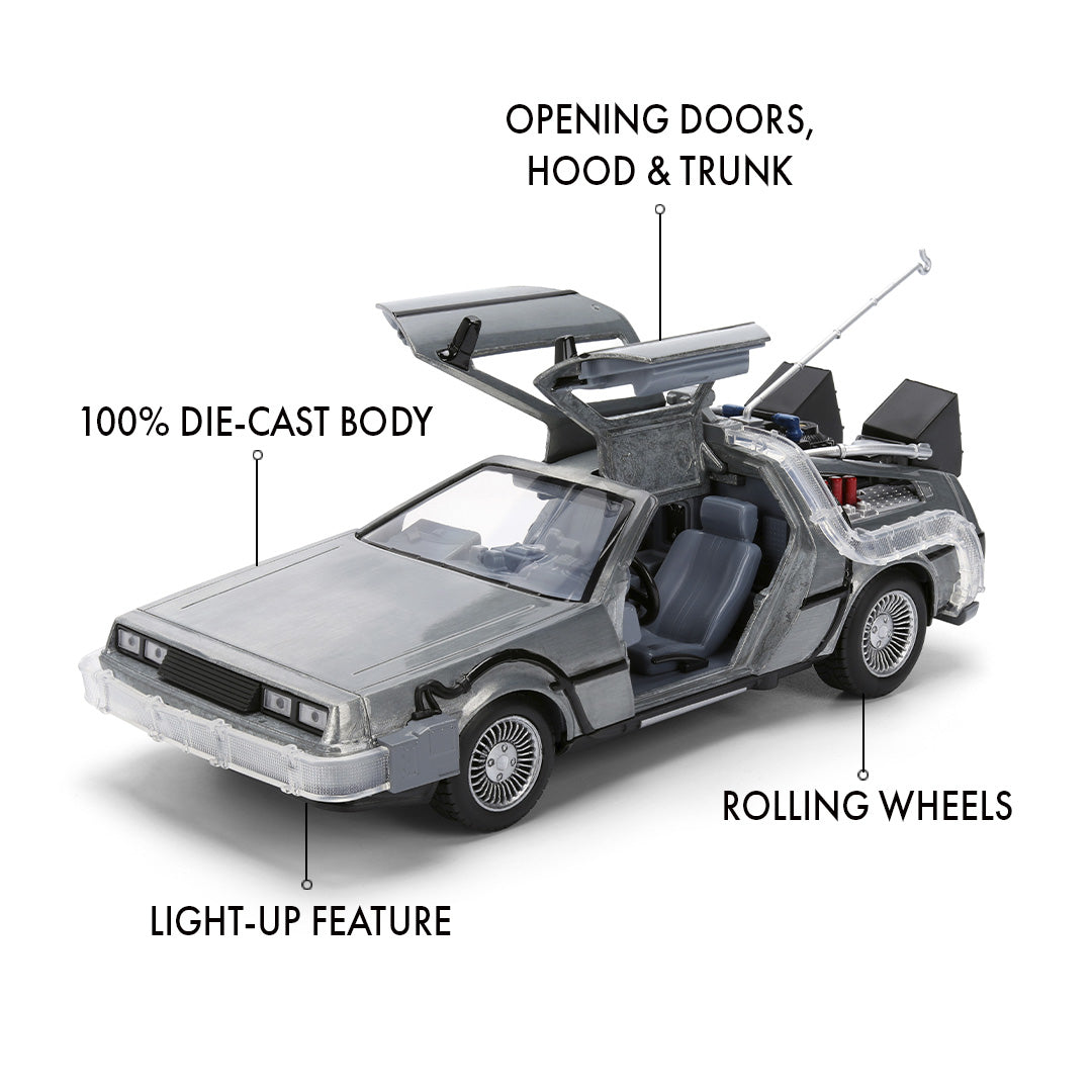 Back to the Future die-cast 1:24 scale 40th Anniversary "Hollywood Rides" light-up DeLorean Time Machine- Back to the Future™- {{Product type}}