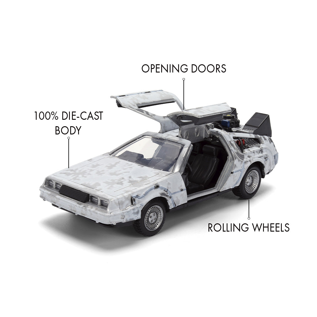 Back to the Future die-cast 1:32 scale 40th Anniversary "Hollywood Rides" DeLorean Time Machine (Frost Finished)- Back to the Future™- {{Product type}}