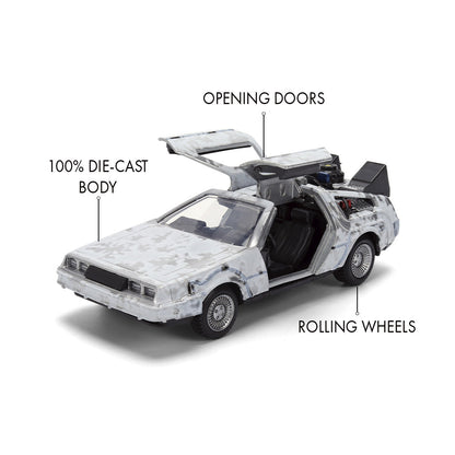 Back to the Future die-cast 1:32 scale 40th Anniversary "Hollywood Rides" DeLorean Time Machine (Frost Finished)- Back to the Future™- {{Product type}}