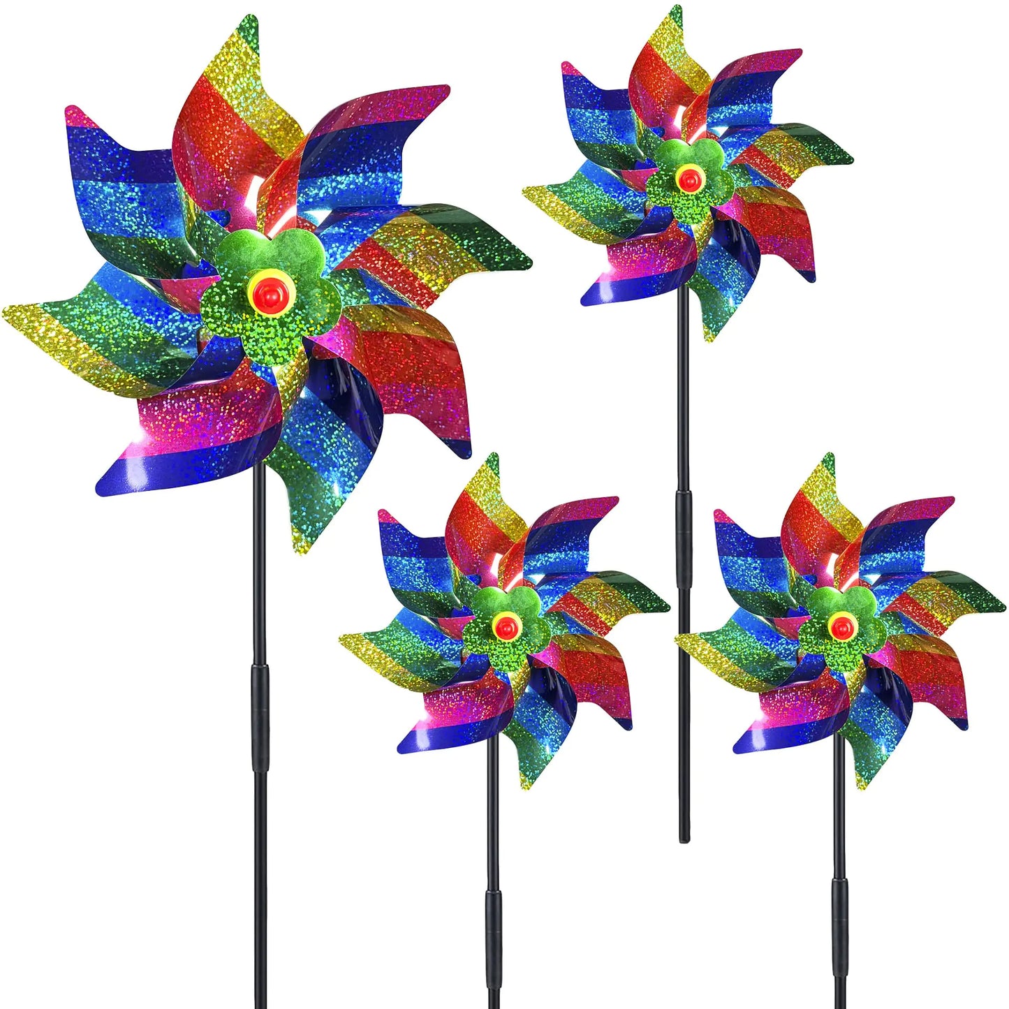 HUOZHI 4pcs Rainbow Reflective Pinwheels - n a - pinwheels