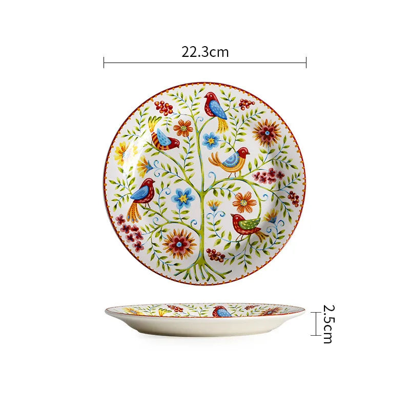 Colorful Ceramic Plates Dishware red blue yellow 1pc