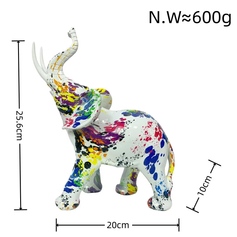 Graffiti Elephant Sculpture white red blue