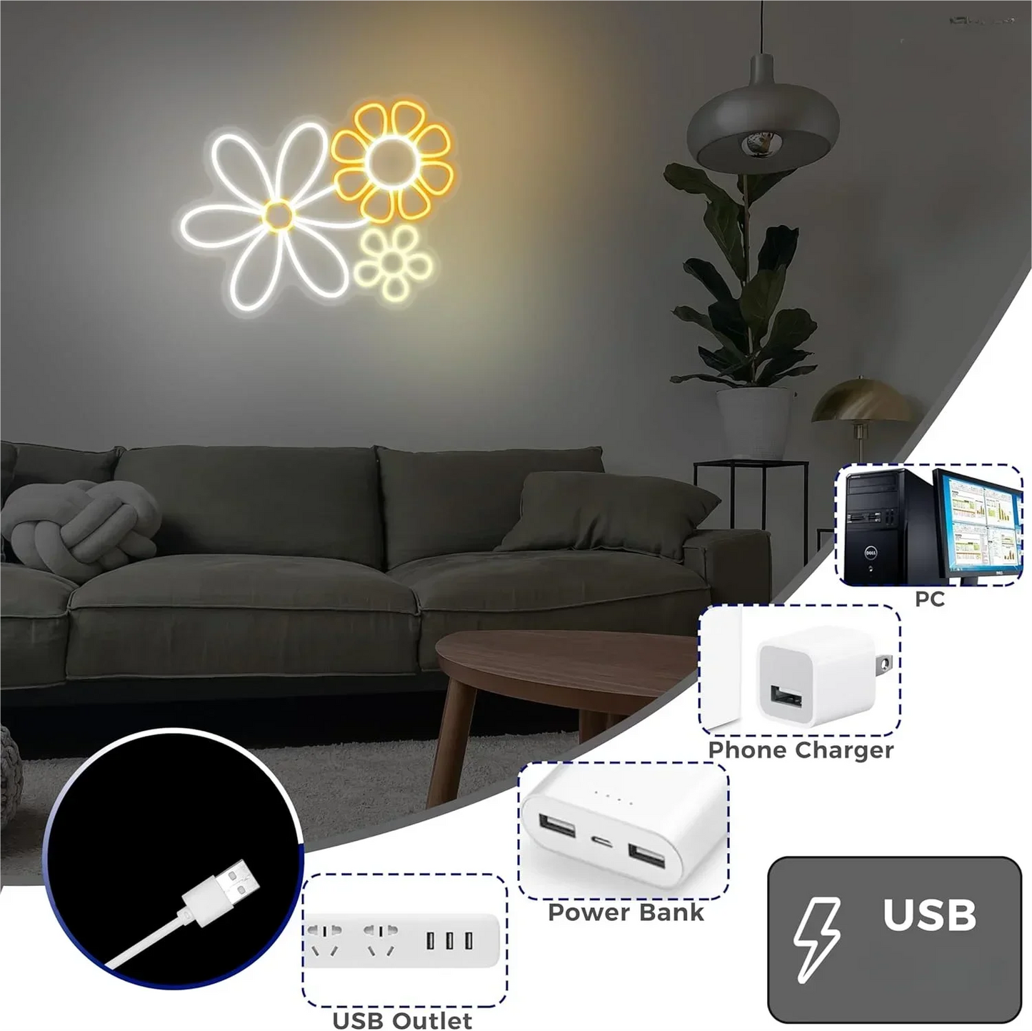 Flower Neon Sign LED Neon Light - - led sign