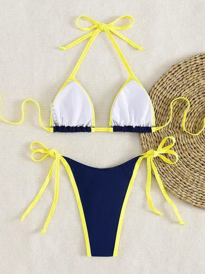 2026 Sexy Contrast Color Separates Micro Bikini Women's Swimsuit Female Swimwear Mini Thong Bikinis Set Two-piece Bathing Suit - -