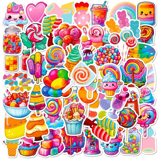 10/30/50pcs Rainbow Candy Colorful PVC Stickers Kia Day Design