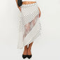New Irregular Women Lace Flowy Midi Skirt Vintage Low Waist Floral Print Long Skirt Lightweight Summer Sexy Club Party Skirt - WHITE -