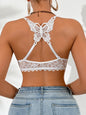 Women's sexy bras Front Buckle Push up bra Removable Back-beautifying lace butterfly pattern Fashionable & Comfortable bra - WHITE -