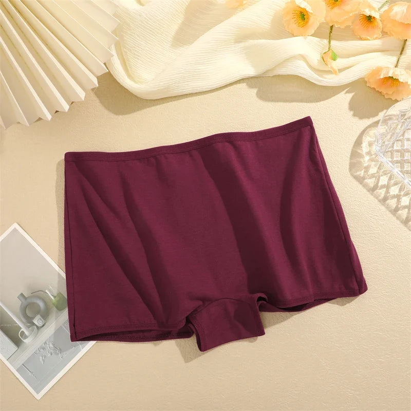 4PCS Women's Panties Cotton Seamless Sports Boxers Underwear Female Solid Color Briefs Cozy Lingerie Intimate Underpants XS-XL - -