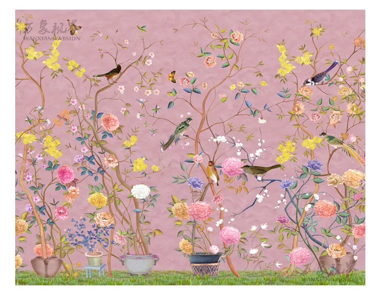Plant Flower and Bird Wallpaper Kia Day Design