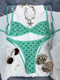 Sexy Coffee Polka Dot Print Bikini Set 2026 Women Pleate Push Up Bra Hollow Out Thong Swimsuit Summer Pool Bathing Suit Swimwear - Green -