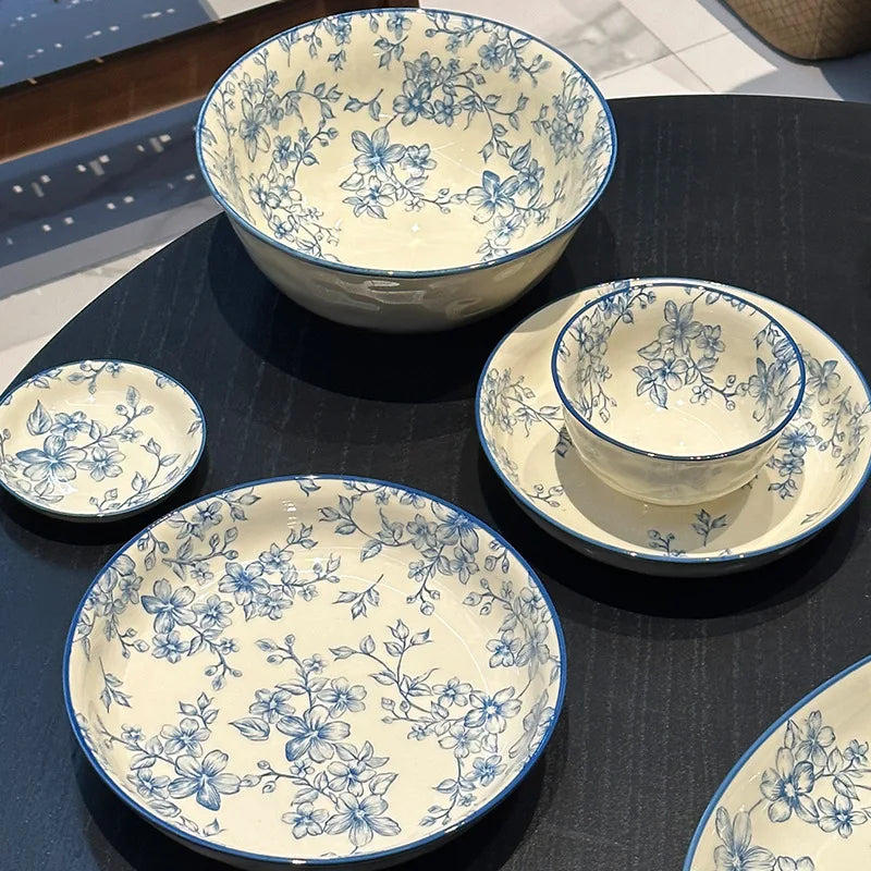 Ceramic Floral Bowl and Plates