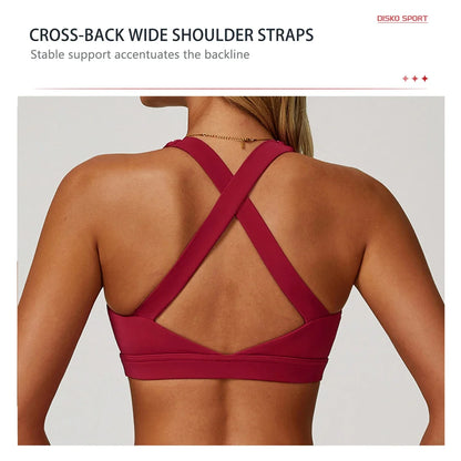 Hearuisavy Quick-Dry Backless Yoga Clothes Running Vest Women Workout Brassiere Fitness Gym Tank Top Women Push up Sports Bra - -