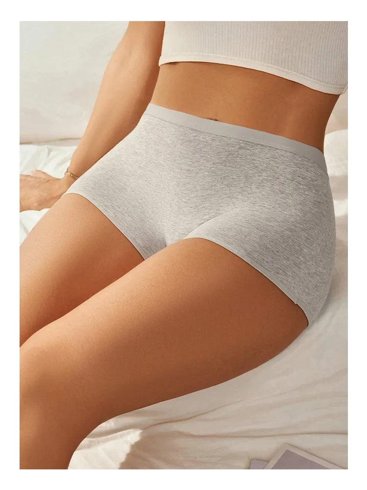4PCS Women's Panties Cotton Seamless Sports Boxers Underwear Female Solid Color Briefs Cozy Lingerie Intimate Underpants XS-XL - -