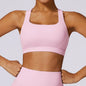 Hearuisavy Quick-Dry Backless Yoga Clothes Running Vest Women Workout Brassiere Fitness Gym Tank Top Women Push up Sports Bra - Pink -