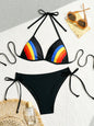 Women's Rainbow Color Bikini Set Sexy Beach Vacation Backless 2 Piece Swimsuit 2024 Summer Bathing Suit Bra Push Up Swimwear - CH11 -