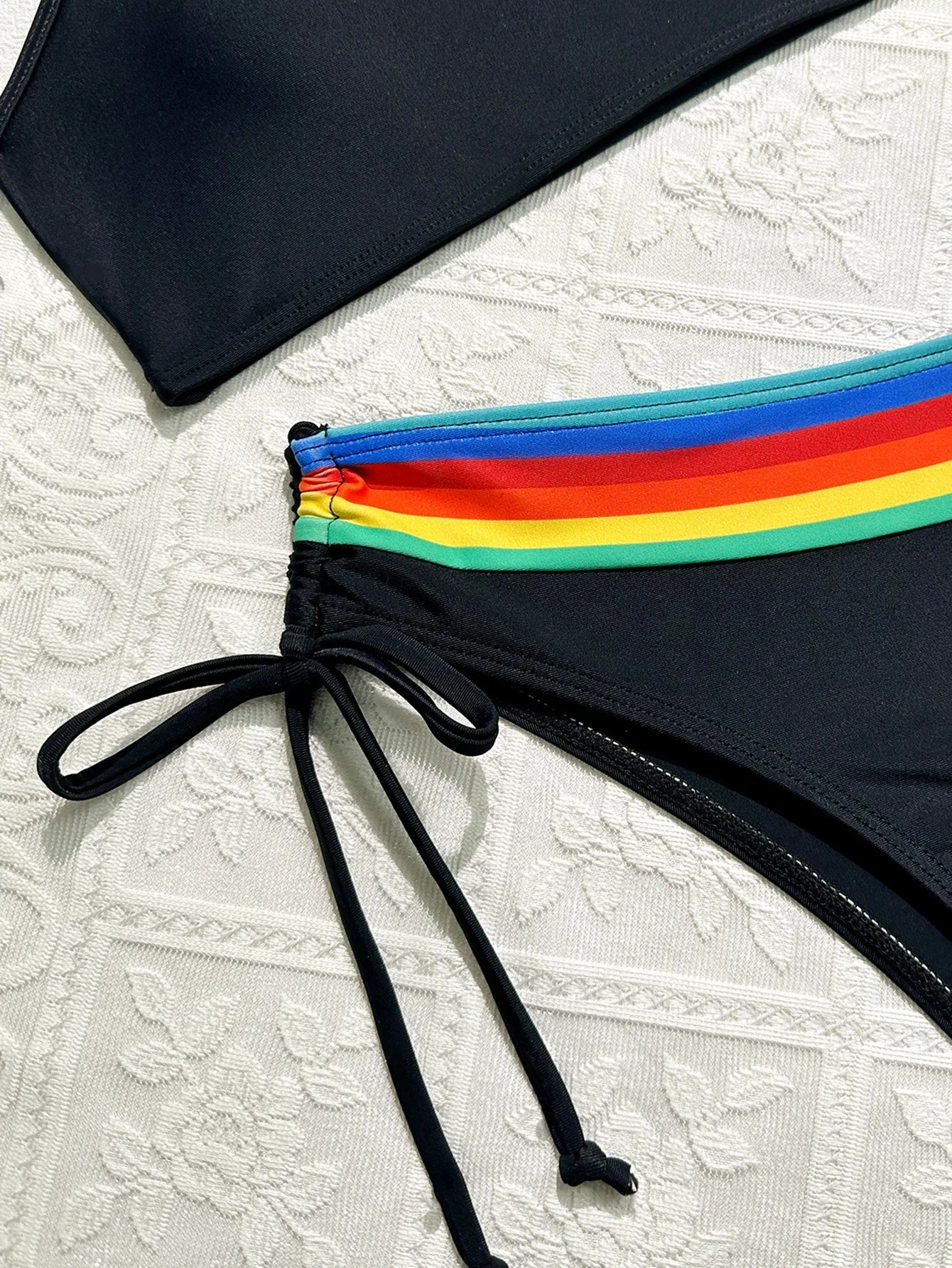Women's Rainbow Color Bikini Set Sexy Beach Vacation Backless 2 Piece Swimsuit 2024 Summer Bathing Suit Bra Push Up Swimwear - -