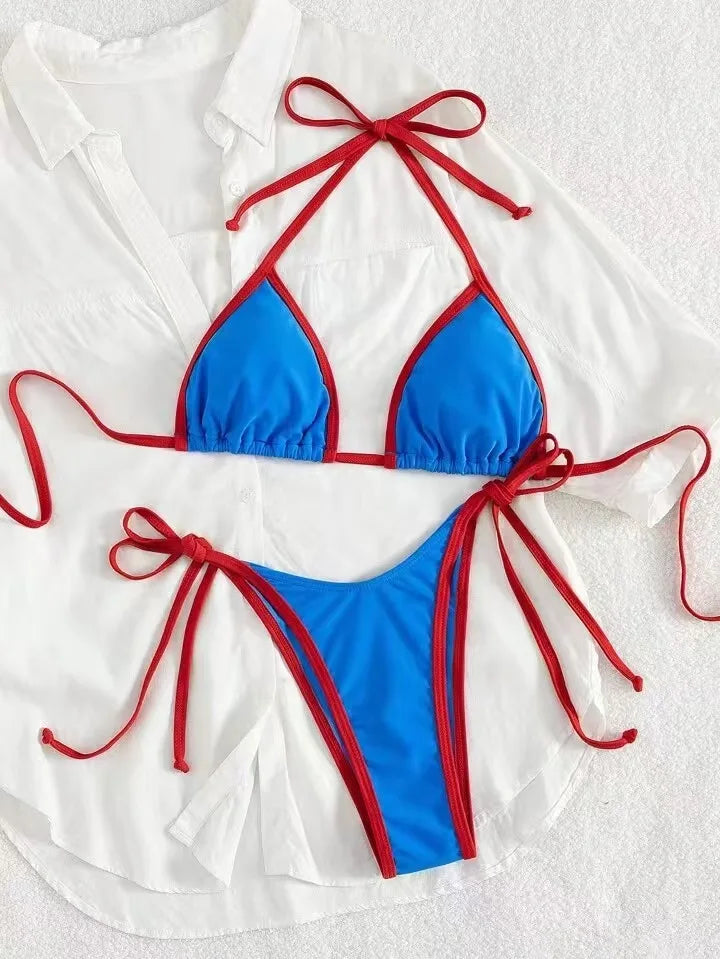2026 Sexy Contrast Color Separates Micro Bikini Women's Swimsuit Female Swimwear Mini Thong Bikinis Set Two-piece Bathing Suit - -