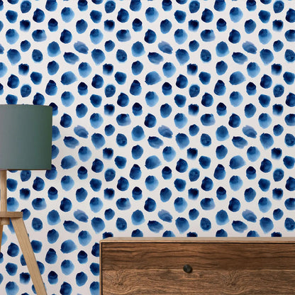 Watercolor Blue Dots Wallpaper Kia Day Design