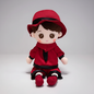 Kawaii Plush Girl Doll – Soft Stuffed Doll Toy for Kids and Decor - Red Black - Stuffed Animals