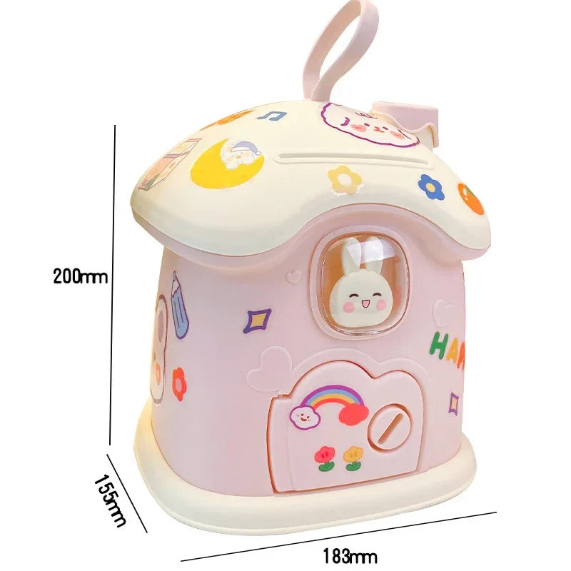 Cute Bunny House Coin Bank - -