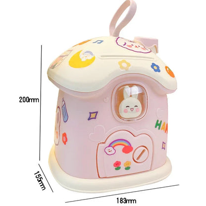Cute Bunny House Coin Bank - -