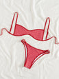 Sexy Coffee Polka Dot Print Bikini Set 2026 Women Pleate Push Up Bra Hollow Out Thong Swimsuit Summer Pool Bathing Suit Swimwear - Red -