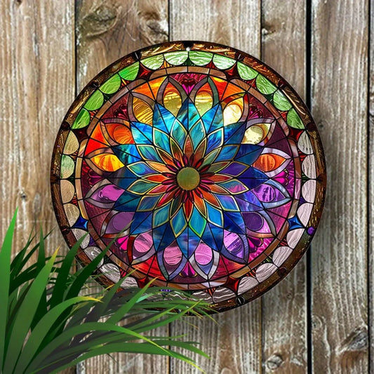 Round Mandala Aluminum Art Sign - UV-Resistant Waterproof Wall Decor - TYA20747 - decor