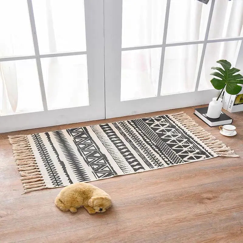 Nordic Style Cotton Linen Area Rug for Home Entrance Kia Day Design
