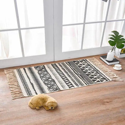Nordic Style Cotton Linen Area Rug for Home Entrance Kia Day Design