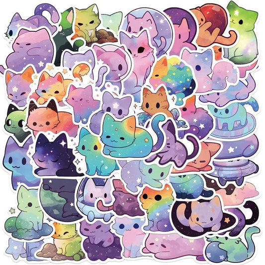 Starry Sky Cat PVC Stickers Multicolor Kids